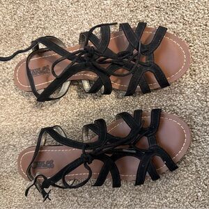 Carlos by Carlos Santana Black Lace-Up Sandals
